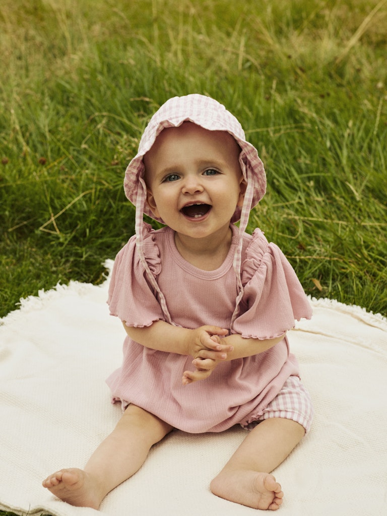 Name it Baby Girl Pink Gingham Sun Hat