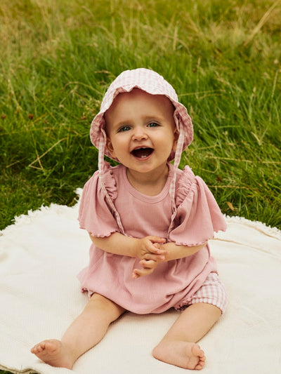 Name it Baby Girl Pink Gingham Sun Hat