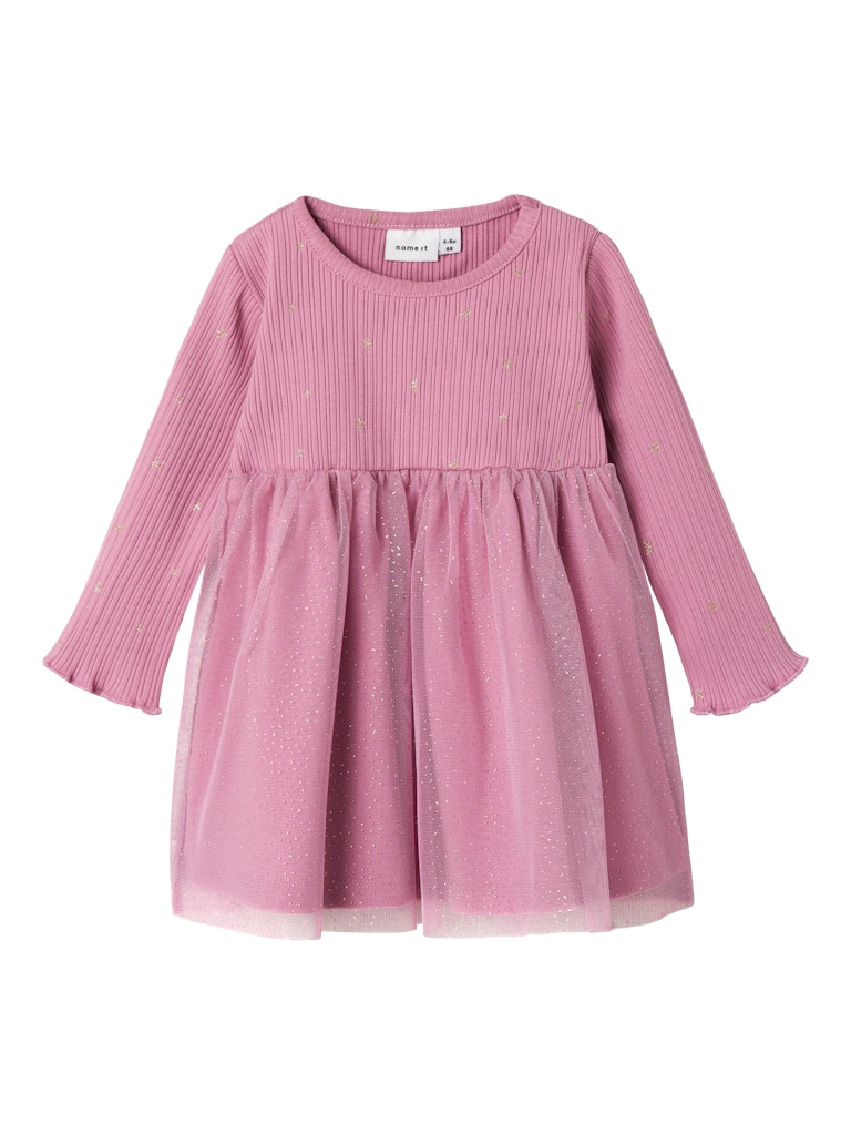Name It Baby Girl Pink Tulle Dress with Gold Stars