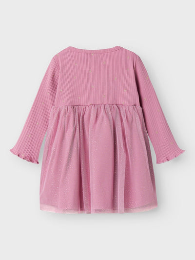 Name It Baby Girl Pink Tulle Dress with Gold Stars