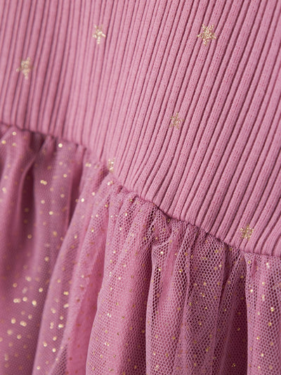 Name It Baby Girl Pink Tulle Dress with Gold Stars