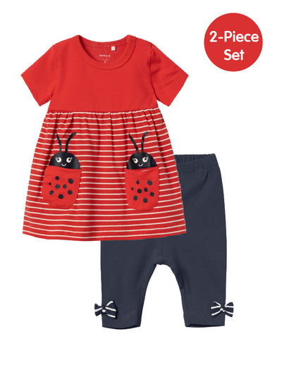 Name it Baby Girl 2-Piece Ladybird Dress Set - Red