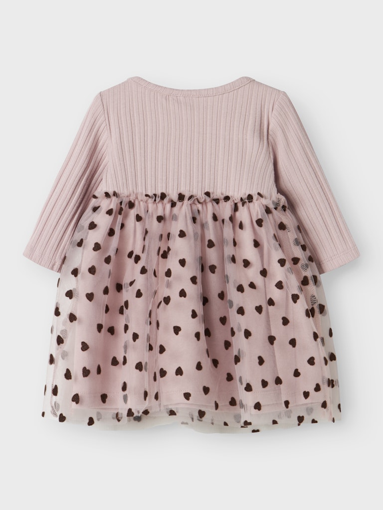 Name It Baby Girl Pink Tulle Dress with Velvet Hearts