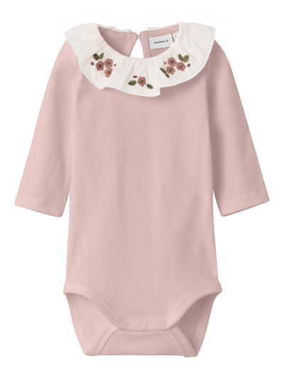 Name it Baby Girl Body Suit with Floral Embroidered Collar