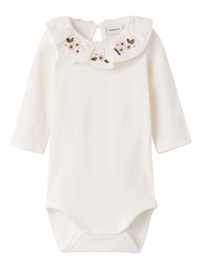 Name it Baby Girl Body Suit with Floral Embroidered Collar