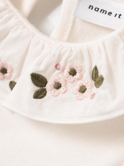 Name it Baby Girl Body Suit with Floral Embroidered Collar