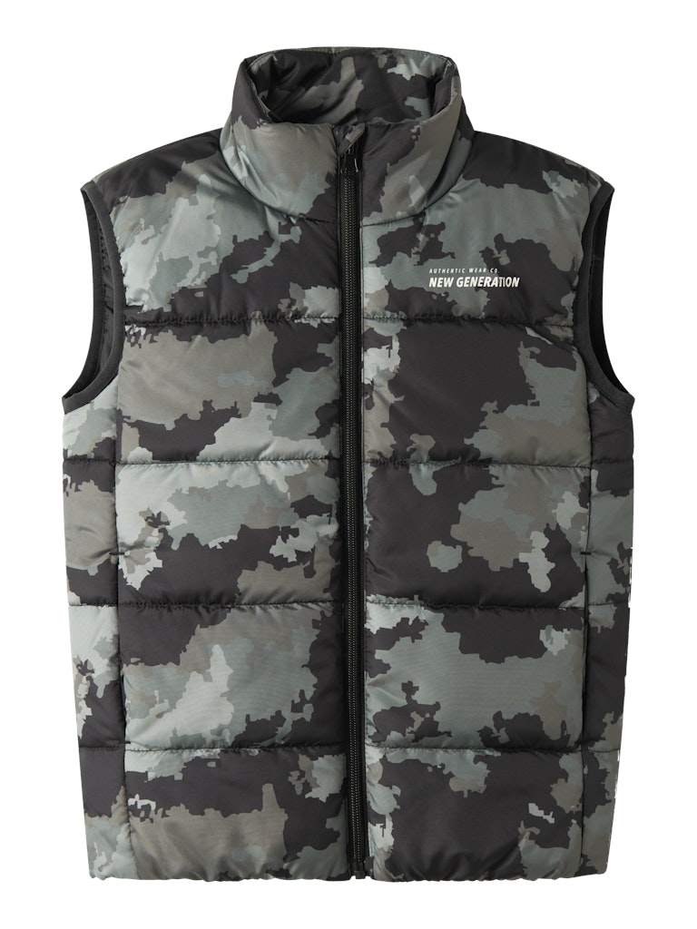 Name it Boys Army Print Padded Gilet Jacket