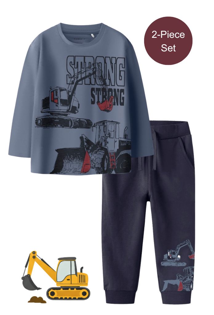 Name it Boys Digger Themed  2-Piece Set - Blue