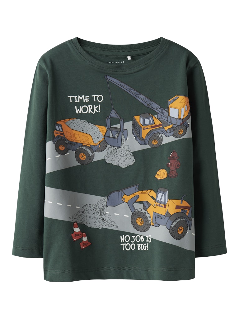 Name it Mini Boys Tractor Print Long Sleeved Top - Green