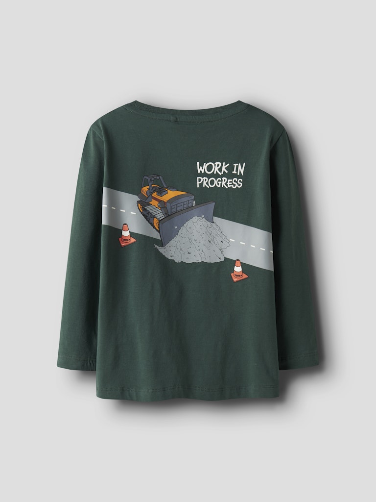 Name it Mini Boys Tractor Print Long Sleeved Top - Green