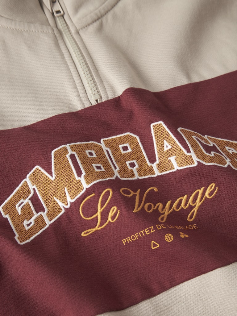 Name it Boys Half-Zip-Sweatshirt - Beige & Wine
