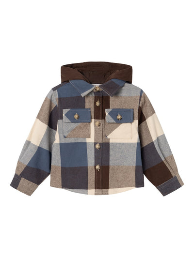 Name it Boys Hooded Check Shirt Shacket - Bracken