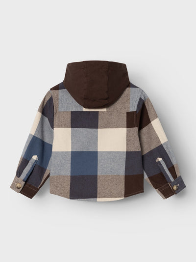 Name it Boys Hooded Check Shirt Shacket - Bracken
