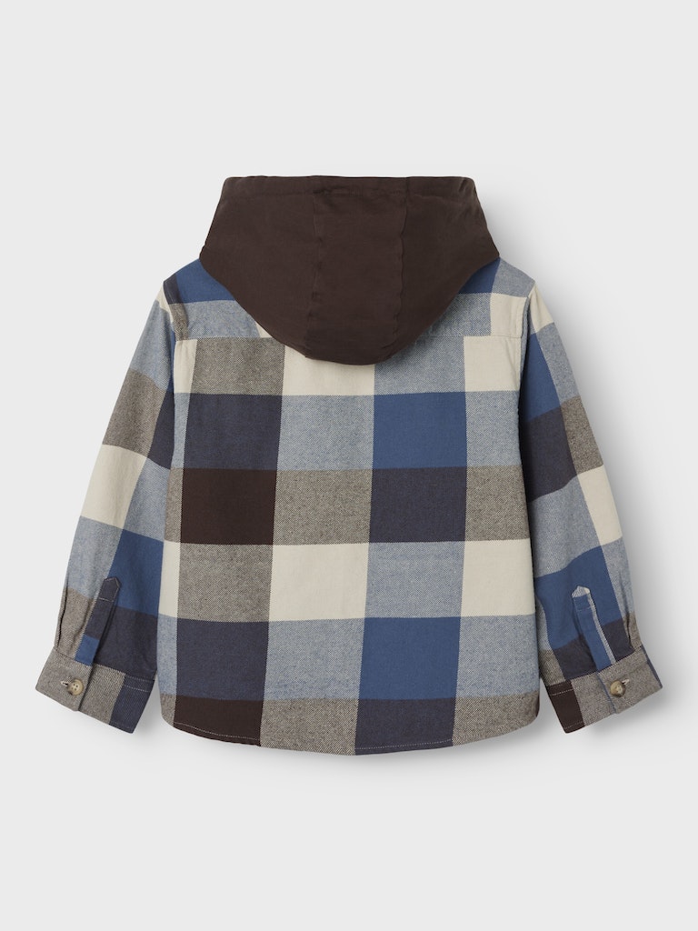 Name it Boys Hooded Check Overshirt Shacket - Bracken Brown