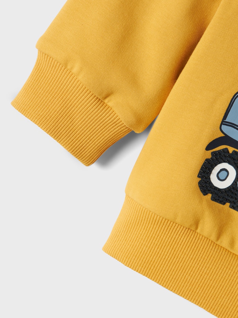 Name It Boys Tractor Print Hoodie Sweatshirt - Yellow