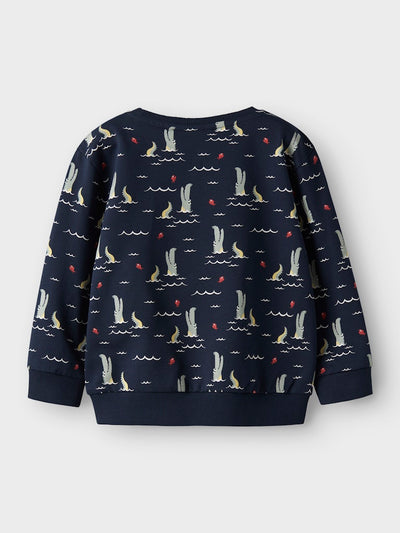 Name it Boys Soft Cotton Navy Sweatshirt -  Alligator