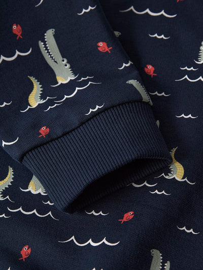 Name it Boys Soft Cotton Navy Sweatshirt -  Alligator