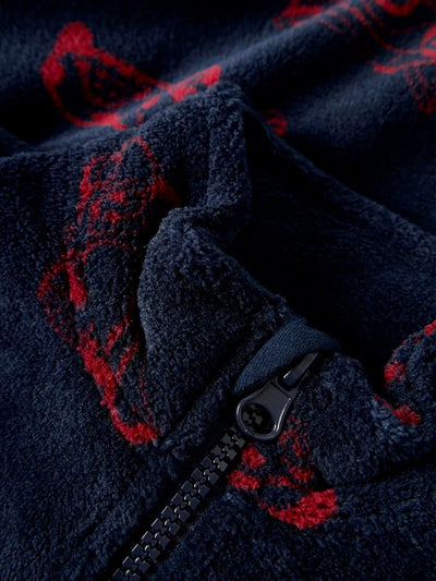 Name it Mini Boy Classic Cars Zip-Up Fleece Cardigan - Navy