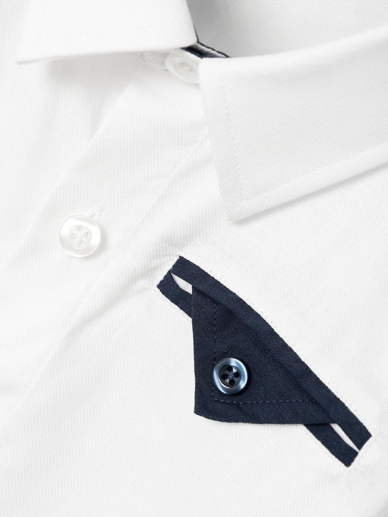 Name It Mini Boys White Shirt with Navy Pocket Trim