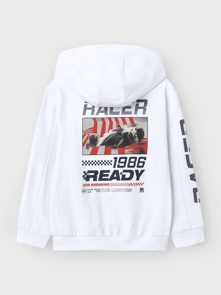 Name it Boys White Hoodie Zip-Up Sweatshirt