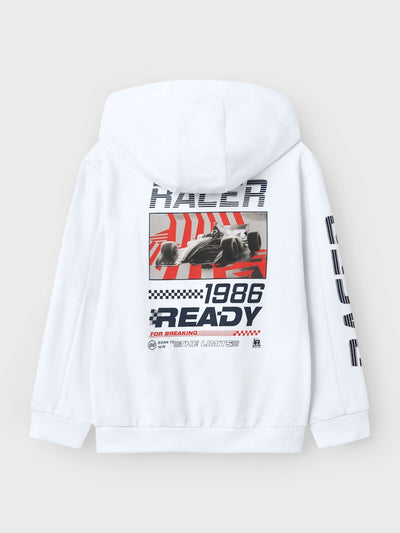 Name it Boys White Hoodie Zip-Up Sweatshirt