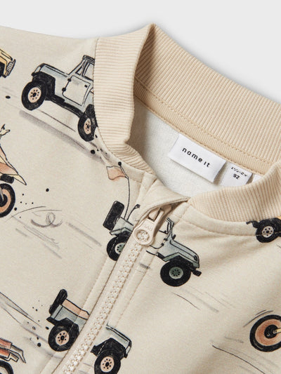 Name It Boys Zip-Up Sweat Cardigan - Vehicles