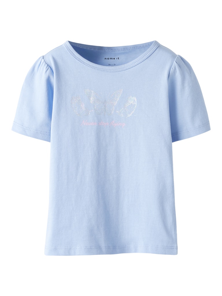 Name It Mini Girl Butterfly Cotton T-Shirt - "Naver Stop Flying"