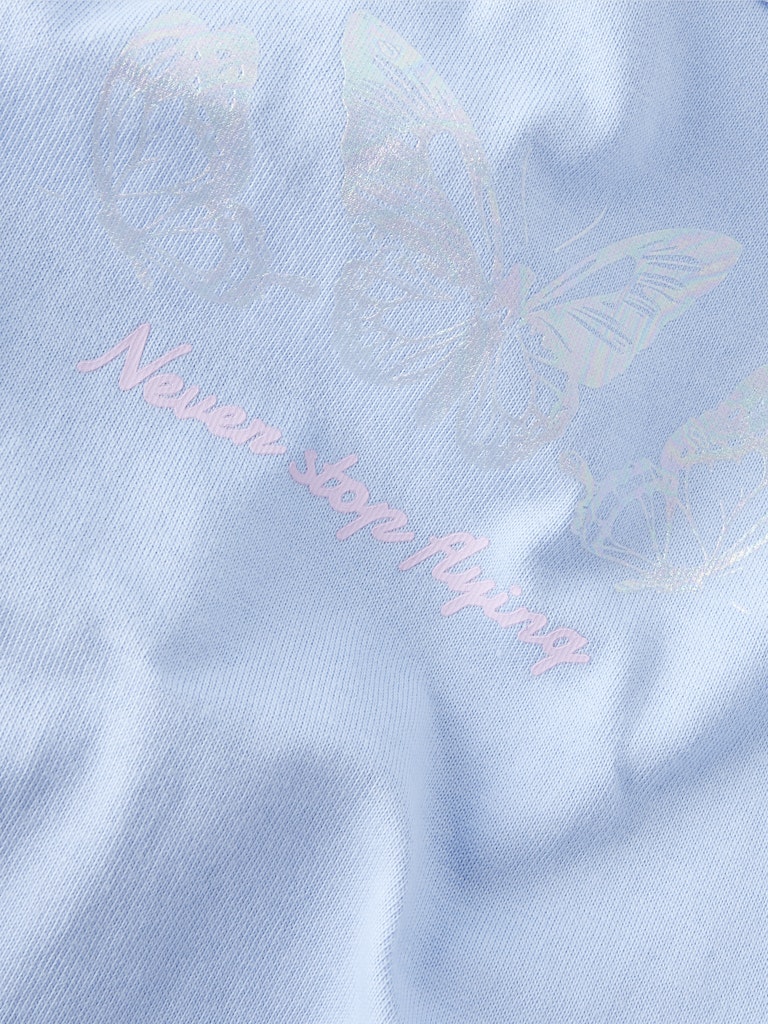 Name It Mini Girl Butterfly Cotton T-Shirt - "Naver Stop Flying"