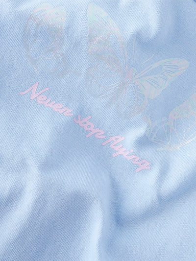 Name It Mini Girl Butterfly Cotton T-Shirt - "Naver Stop Flying"