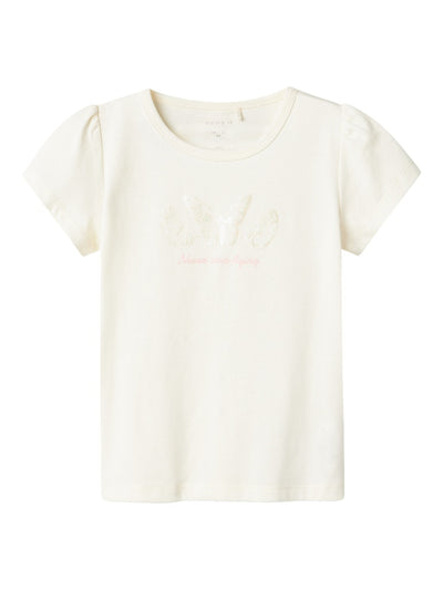 Name It Mini Girl Butterfly Cotton T-Shirt - "Naver Stop Flying"