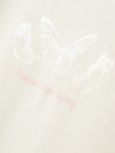 Name It Mini Girl Butterfly Cotton T-Shirt - "Naver Stop Flying"