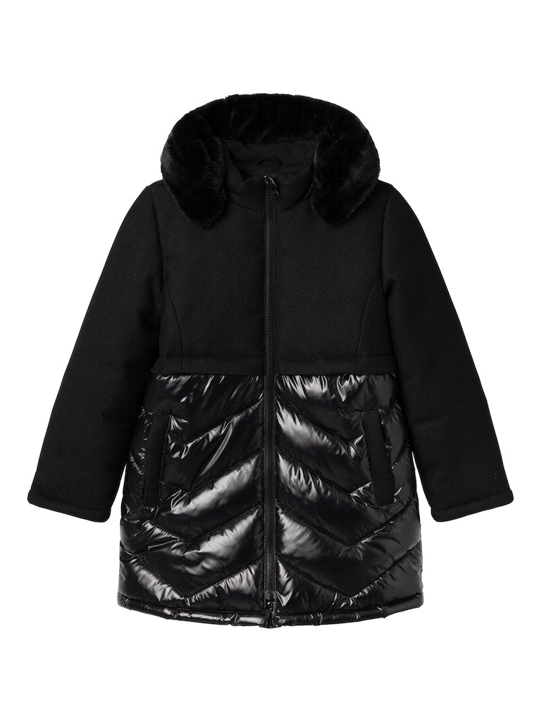 Name it Girls Black Hooded Winter Coat