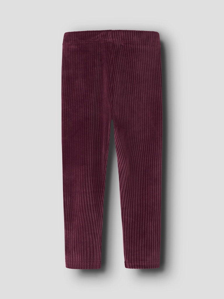 Name it Mini Girl Stretchy Ribbed Velour Leggings - Wine