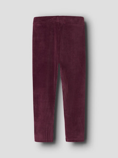 Name it Mini Girl Stretchy Ribbed Velour Leggings - Wine