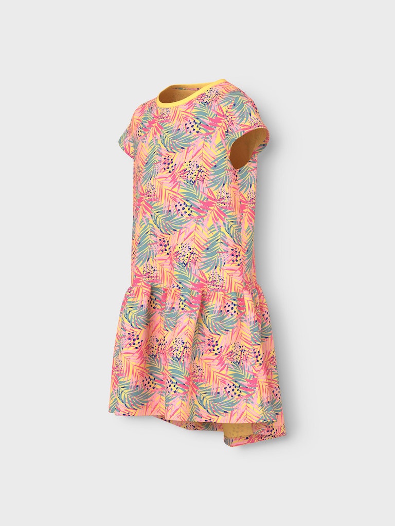 Name it Girls Cotton Dress - Yellow Leaf