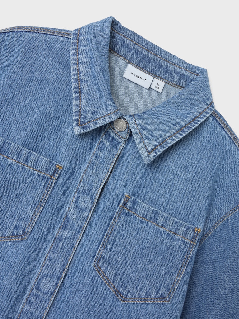 Name it Girls Short Sleeved Denim Shirt Dress