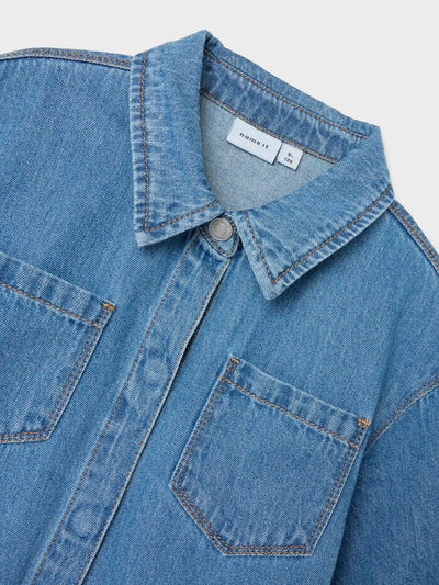 Name it Girls Short Sleeved Denim Shirt Dress