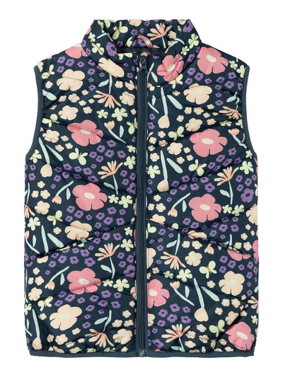 Name it Girls Padded Floral Gilet Jacket