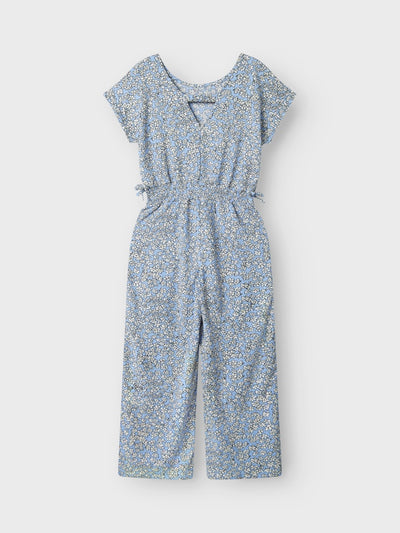 Name it Girls Floral Blue Ruffle Sleeve Jumpsuit