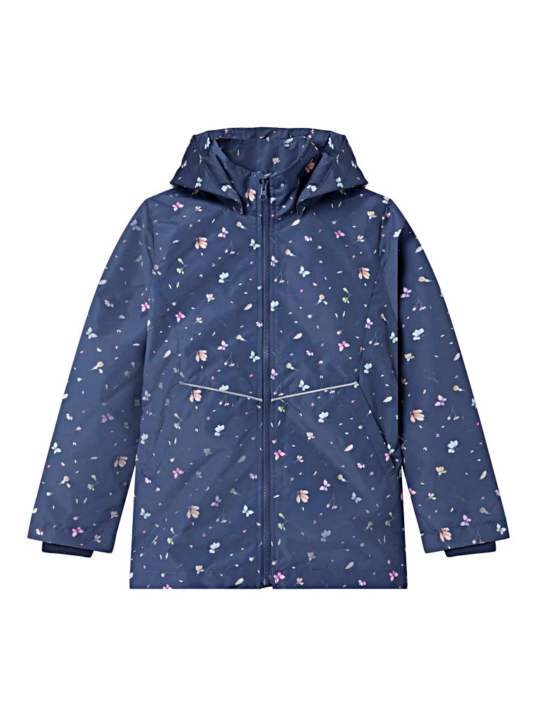 Name it Girls Spring Showerproof Floral Jacket - Blue