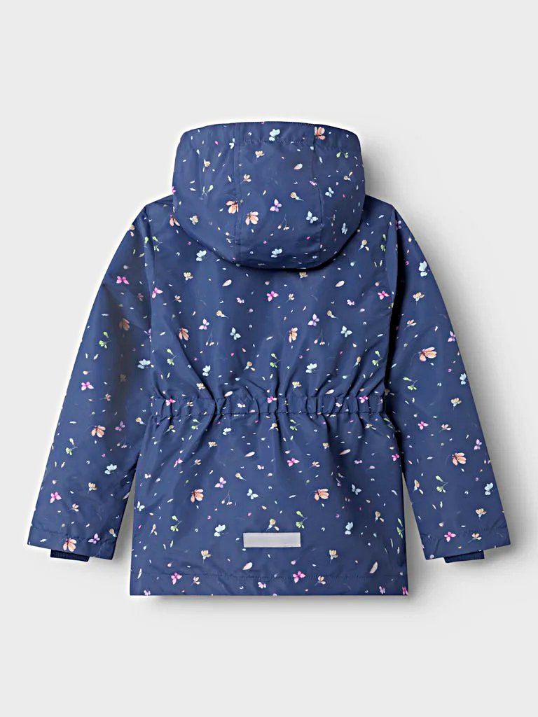 Name it Girls Spring Showerproof Floral Jacket - Blue