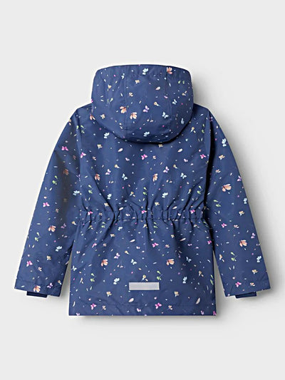 Name it Girls Spring Showerproof Floral Jacket - Blue