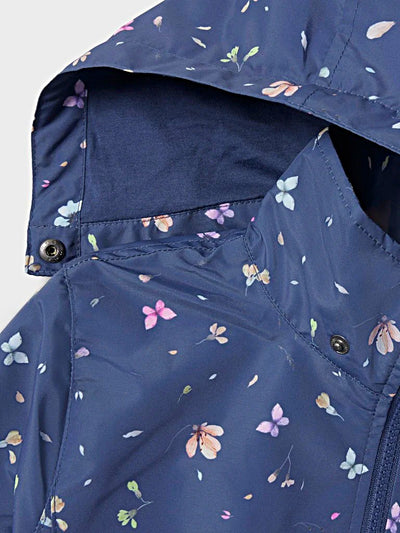 Name it Girls Spring Showerproof Floral Jacket - Blue