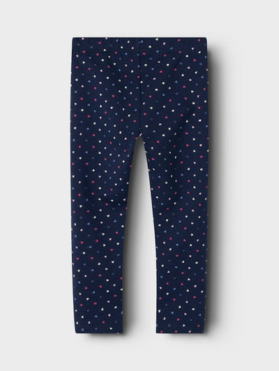 Name it Mini Girls Navy Heart  Winter Legging with Brushed Inner