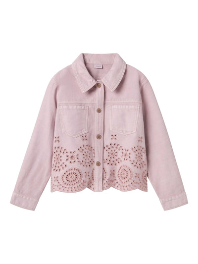 Name it Girls Broderie Anglaise Pink Cotton Jacket