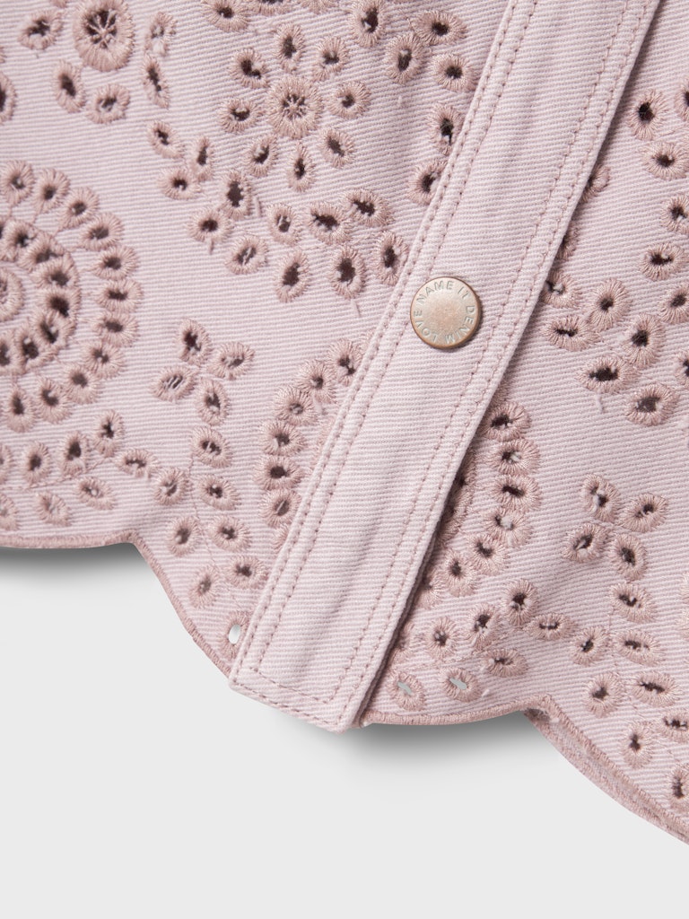 Name it Girls Broderie Anglaise Pink Cotton Jacket