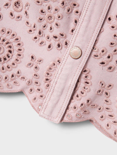 Name it Girls Broderie Anglaise Pink Cotton Jacket