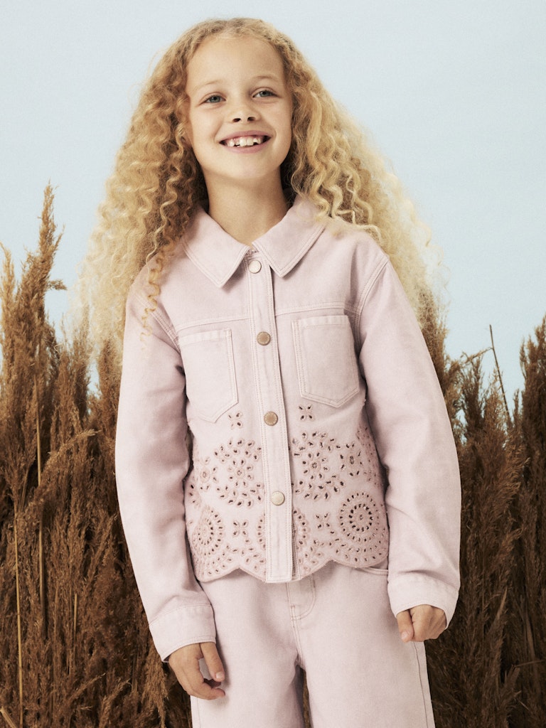 Name it Girls Broderie Anglaise Pink Cotton Jacket