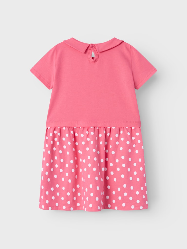 Name it Girls Short Sleeved Pink Polka Dot Dress