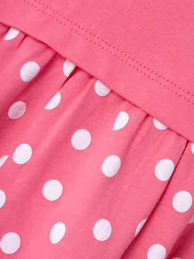 Name it Girls Short Sleeved Pink Polka Dot Dress
